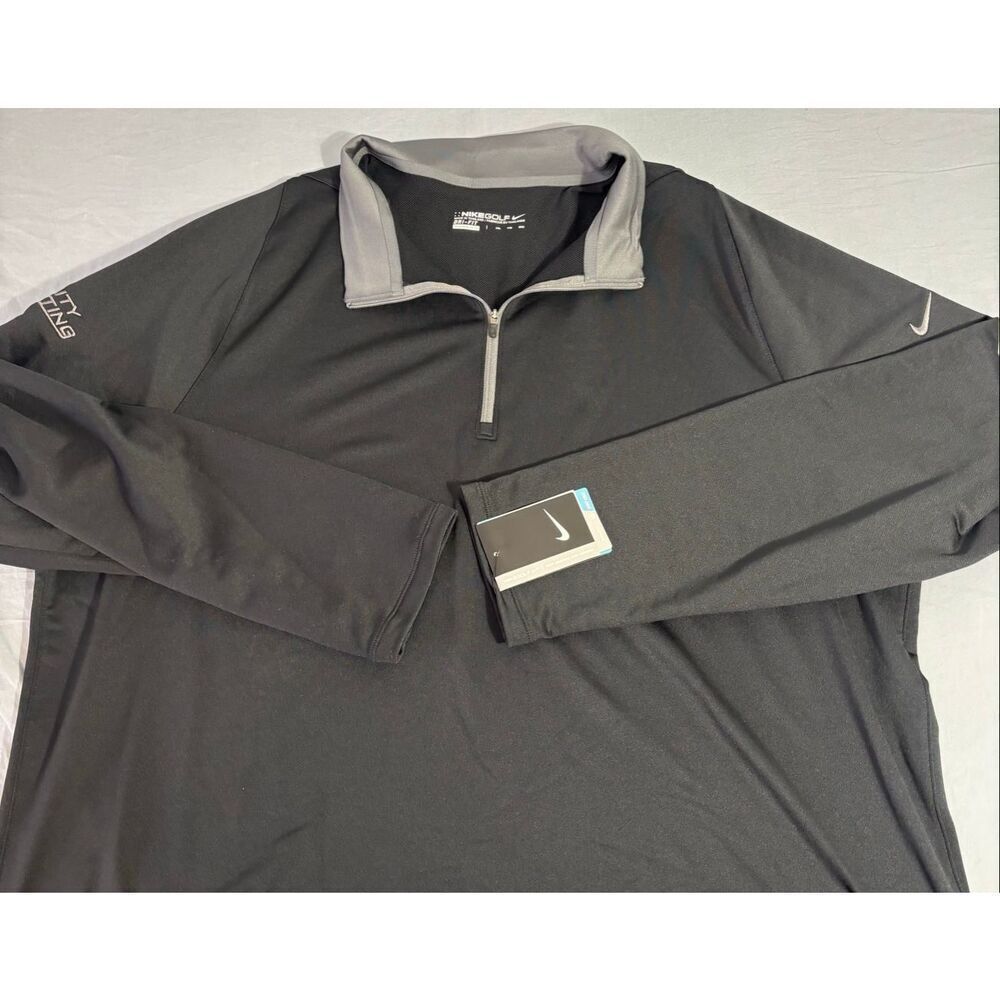 NEW Nike Men’s Dri-Fit Half-Zip Golf Size 2XL Black with Business Embroidered